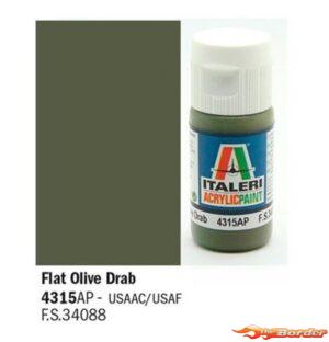 Italeri Flat Olive Drab - Acrylic Paint IT-4315AP