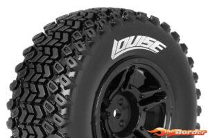 LouiseRC SC-Hummer Traxxas Slash Tires - 2WD Rear (4WD F/R) Wheels Soft Black Glued LR-T3224SBTR