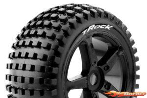 LouiseRC T-Rock Traxxas E-Revo & E-Maxx Tires - Wheels Black Glued LR-T3251SB