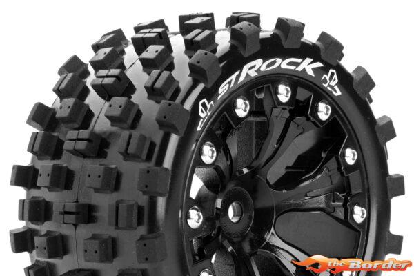 LouiseRC ST-Rock Traxxas Stampede/Rustler Tires - 2WD Rear Wheels Black Glued LR-T3273SB