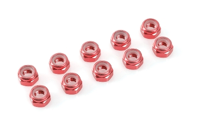 Corally Alu Nut M4 - Red - 10pcs C-31035