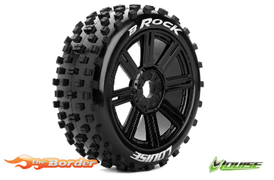 LouiseRC B-Uphill 1/8 Tyres Black Spoke Soft (2) LR-T3271SB