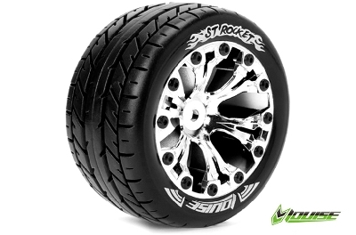 Louise RC ST-Rocket Traxxas Stampede/Rustler Tires - 2WD Rear Wheels Chrome Glued LR-T3208SC