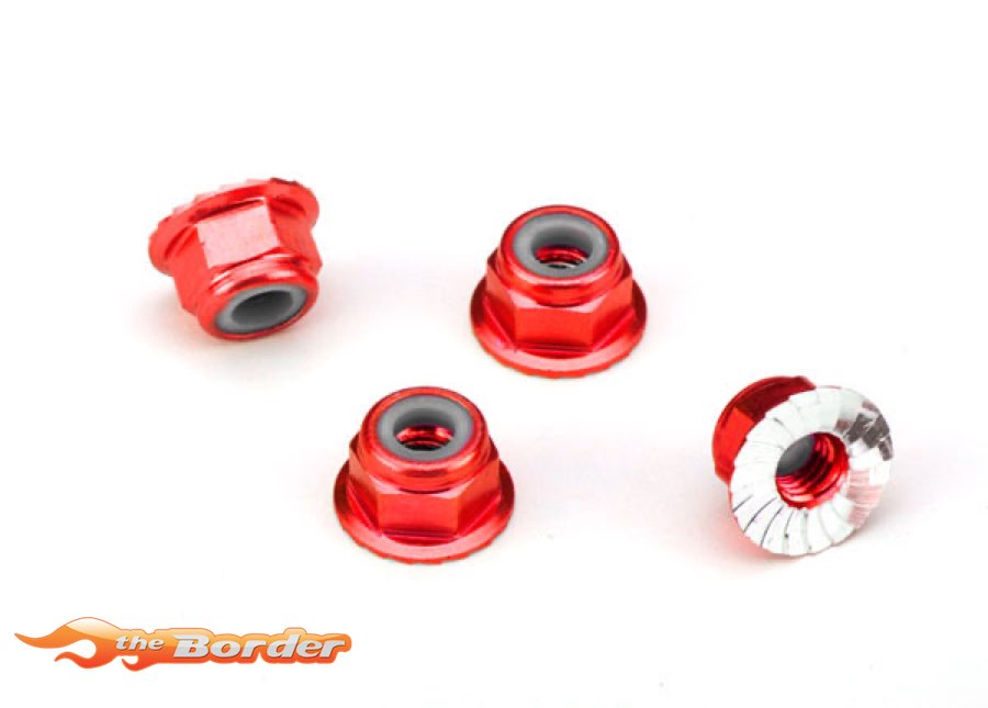 Traxxas Nuts 4mm Flanged Nylon Locking Alum. Red (4) 1747A