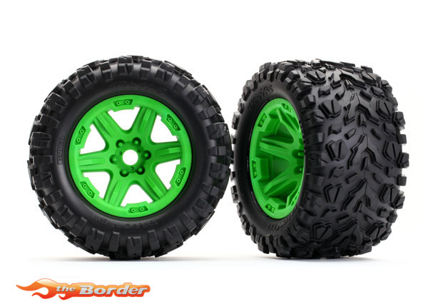 Traxxas Tires & Wheels Green, Assembled/Glued (Talon Tires) (2) (17mm splined) (TSM rated) 8672G