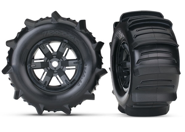 Traxxas X-Maxx Assembled & Glued Peddle Tyres (2) - Black TRX7773
