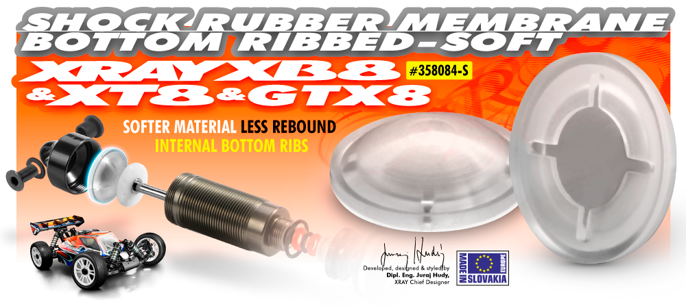 XRAY XB8 Shock Rubber Membrane Bottom Ribbed - Soft (4) 358084-S