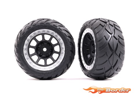 Traxxas Preglued Wheels & Tyres (Anaconda 2.2 Satin Chrome assembled and glued) (rear) (2) 2478G