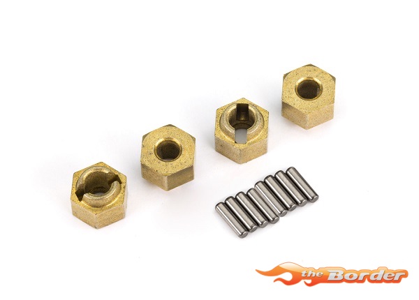 Traxxas Wheel hubs, 7mm hex (Brass) (4)/ axle pins (8) 9750X