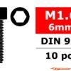 Corally Steel Screws M1.6x6 (Hex Socket Head) (10pcs) C-3001-16-06