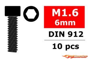 Corally Steel Screws M1.6x6 (Hex Socket Head) (10pcs) C-3001-16-06