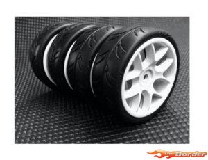 RIDE 1/10 Touring Car Tyres Belted Preglued 10-Spoke RI-26073-W