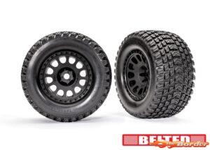 Traxxas XRT Tires & wheels assembled glued Race Black Wheels, Gravix Belted Tires 7862