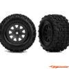 Traxxas Tires & wheels, assembled (black with satin beadlock wheels, dual profile (2.1" outer, 2.6" inner), Sledgehammer tires, foam inserts)) (front) (2) 10771-STBLK