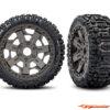 Traxxas Tires & wheels, Glued (3.0" Gray wheels, Sledgehammer Belted Tires) (2) 9071-GRAY