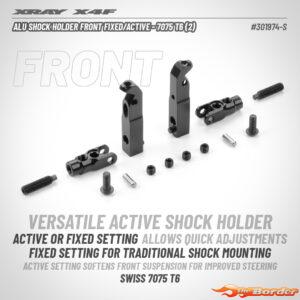 XRAY X4F'25 Alu Shock Holder Front Fixed/Active 7075 T6 (2) 301974-S