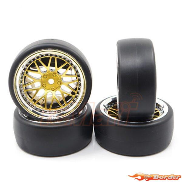 Yeah Racing Spec D LS Wheel Offset +6 Gold Silver Drift Tyres WL-0099